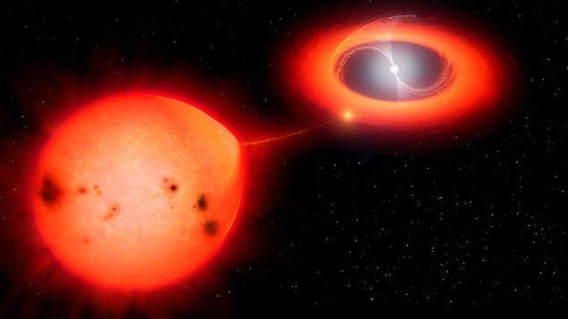 Gökbilimciler, şimdiye kadar görülen bir nova yıldızının en hızlı patlamasını kaydettiler.  Bu çizim, araştırma ekibinin V1674 Herkül'ün ait olduğuna inandığı iki yıldızlı sistem türünü göstermektedir.
