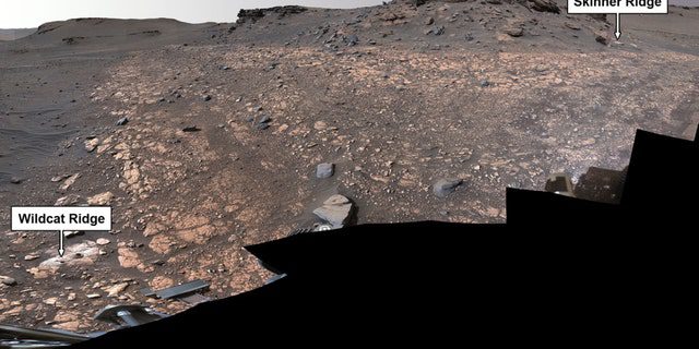 NASA'nın Azim gezicisi, Mars'ın Jezero Krateri görüntüsünde yer alan iki konumdan, gelecekte Dünya'ya olası dönüş için kaya örnekleri topladı: "Vahşi Kedi Sırtı" (sol altta) ve "Skinner Sırtı" (sağ üst). 